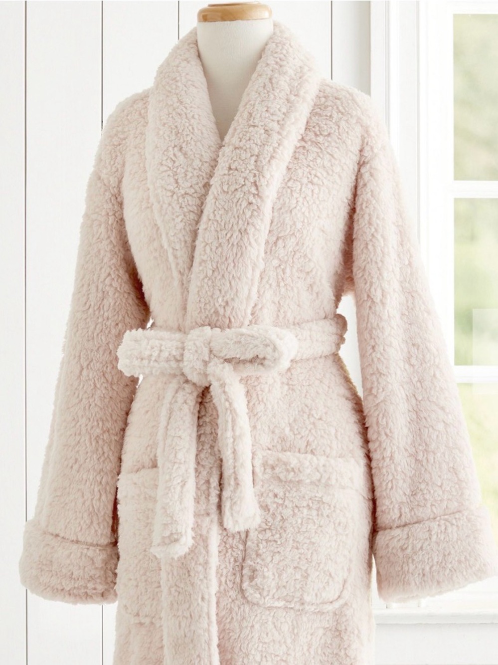 Pottery Barn Teddy Bear Robe in Blush, size small